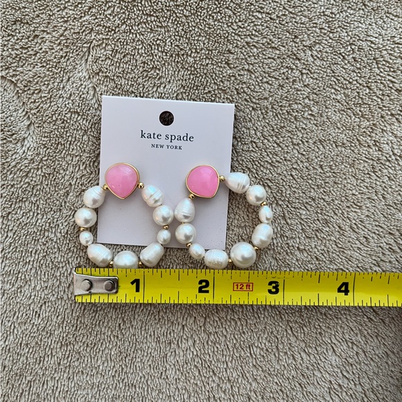 Kate Spade Pink and Pearl Hoop Earrings - Picture 3 of 4
